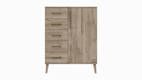 Oakleigh Natural 5 Drawer Chest w/ Hanging Storage