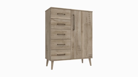 Oakleigh Natural 5 Drawer Chest w/ Hanging Storage