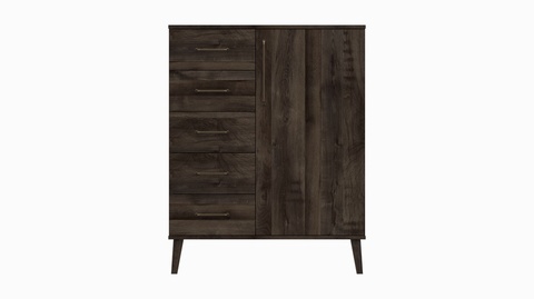 Oakleigh Dark 5 Drawer Chest w/ Hanging Storage
