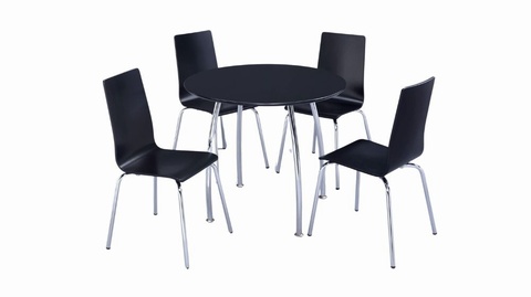 Ebony Round Table & 4 Chairs