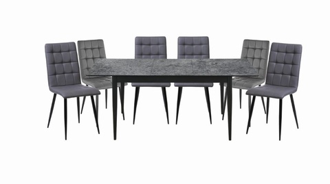 Miami Concrete Grey Extending Table & 6 Milan Chairs